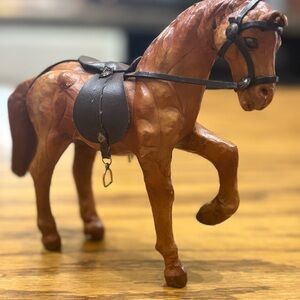 Brown Leather Saddle Horse Figurine